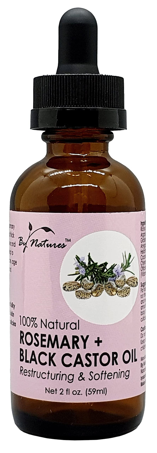 By Natures 100% Natural Rosemary + Black Castor Oil 2 Fl Oz (Pack of 2)
