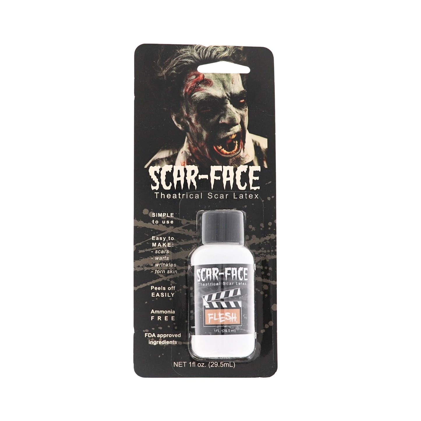 Flesh Scar Face Theatrical Liquid Latex 1 oz - Body Paint, Ammonia Free Ideal for Art, Halloween, Theater, Parties, and Cosplay