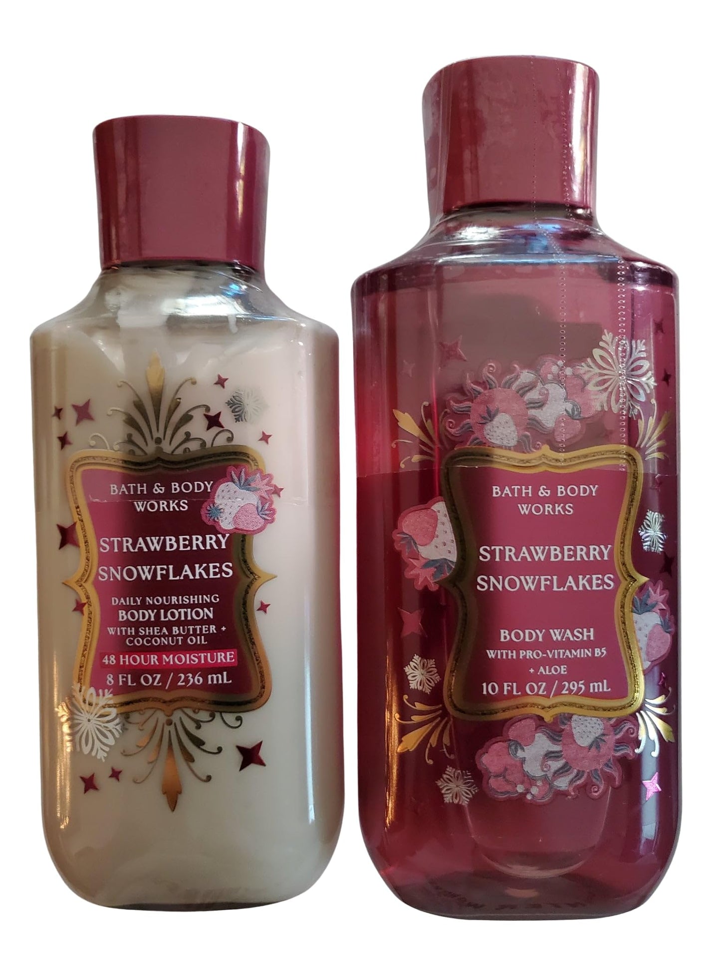Bath & Body Works Women's Strawberry Snowflakes Body Lotion and Body Gel Wash 2 Piece Set