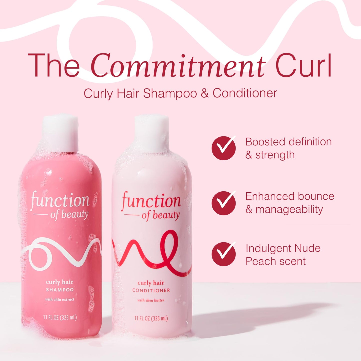 Function of Beauty Curly Hair Shampoo & Conditioner Set - Sulfate-Free Shampoo & Conditioner Duo for Natural Curls & Bounce - Curl Defining, Hydrating