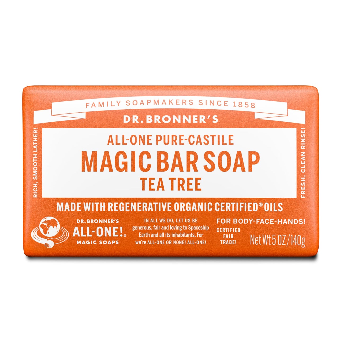 Dr. Bronner's Pure-Castile Magic Bar Soaps - Made with Regenerative Organic Certified Oils - For Face, Body, Hair- Vegan Soap Bars for Men & Women