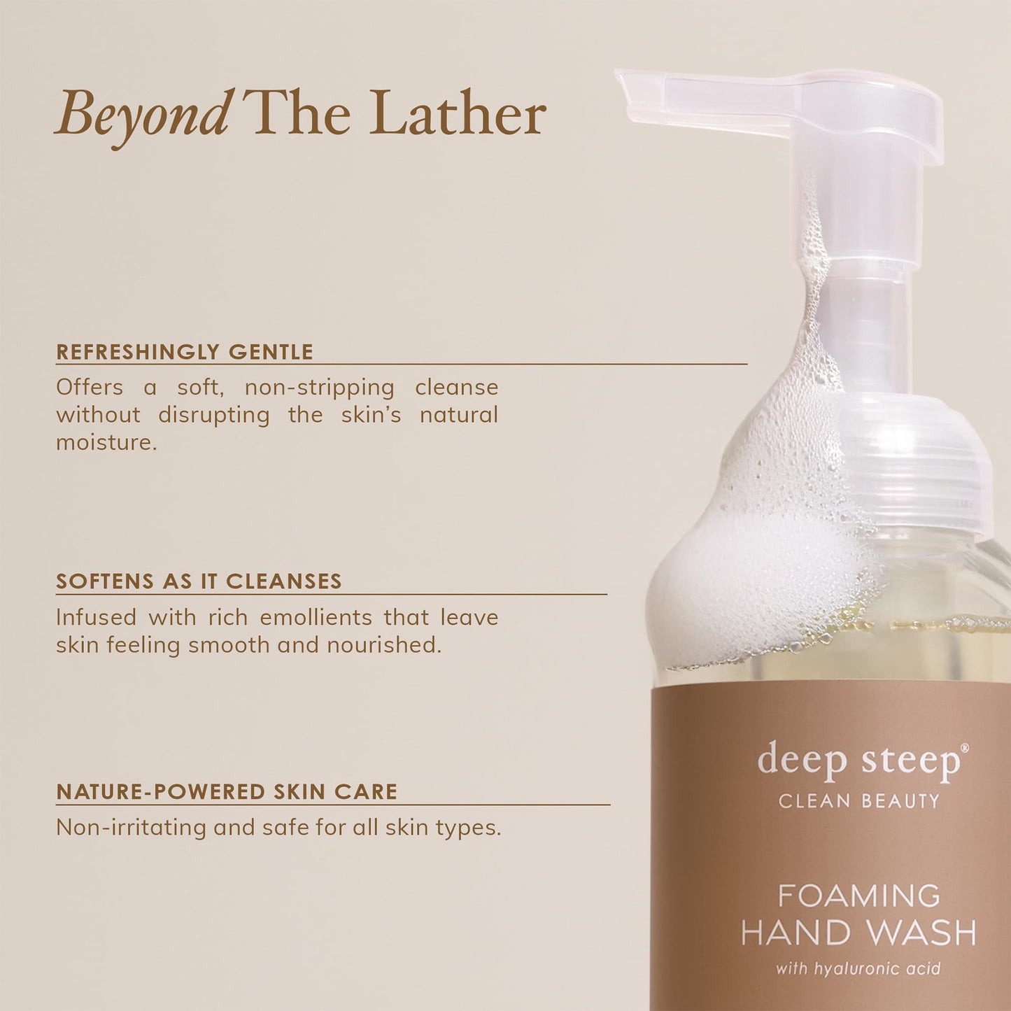 Deep Steep Foaming Hand Wash, Brown Sugar Vanilla, 8 oz - Gentle Cleanser with Aloe, Argan Oil, Shea Butter & Hyaluronic Acid - Vegan, Clean Beauty