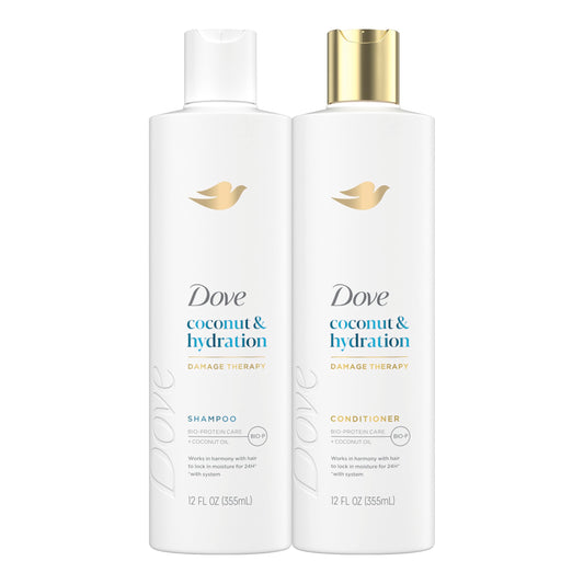 Dove Shampoo and Conditioner Coconut & Hydration 2 Count for Dry Hair with Bio-Protein Care Technology and Coconut Oil 12 Fl Oz Beauty & Personal Care Dove