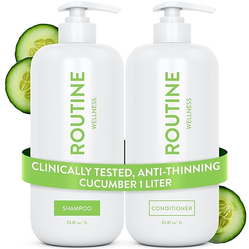 Routine Wellness 1 Liter Anti-Thinning Volumizing Shampoo and Conditioner Set for Thinning Hair & Hair Loss - Grow Your Confidence with Biotin & DHT