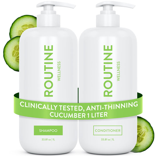 Routine Wellness 1 Liter Anti-Thinning Volumizing Shampoo and Conditioner Set for Thinning Hair & Hair Loss - Grow Your Confidence with Biotin & DHT
