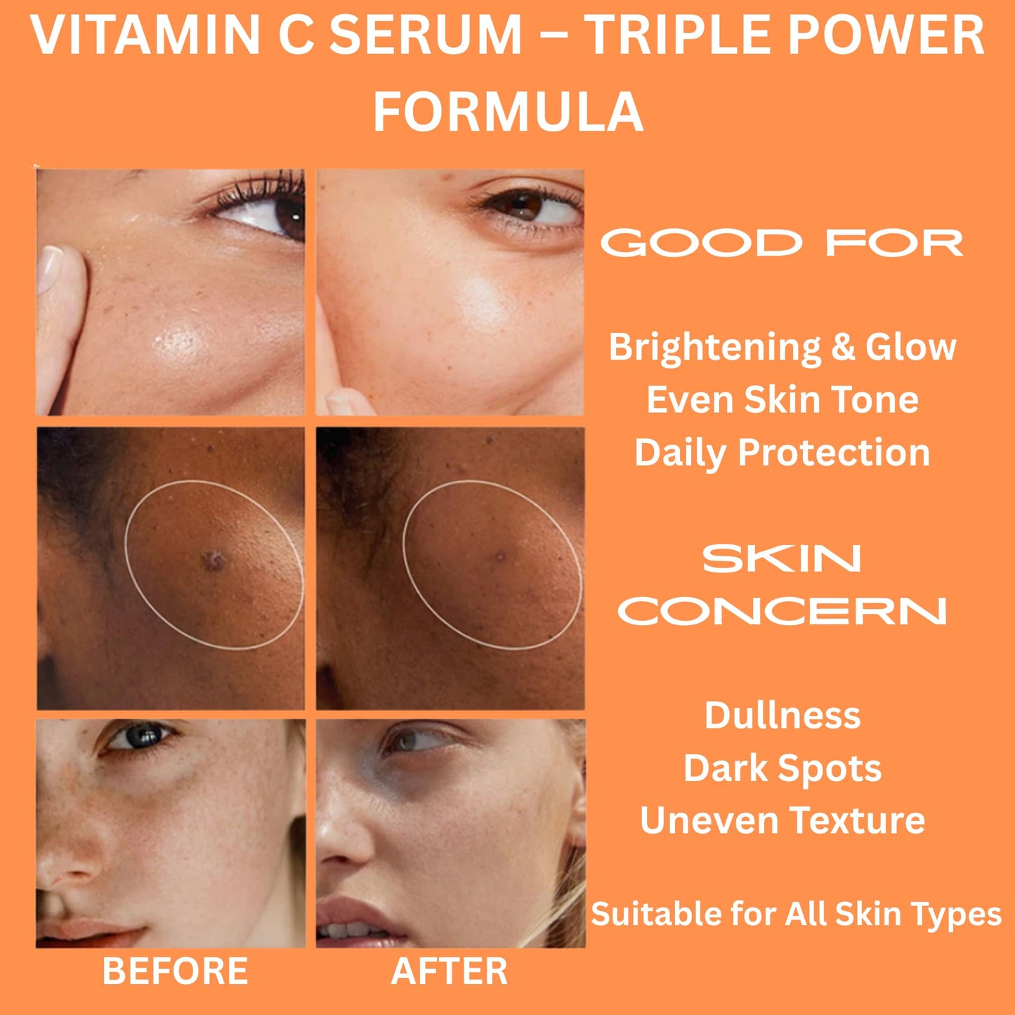 JA’ORA SkinEffective Vitamin C Serum 60ML, 15% Vit C with Niacinamide, Hyaluronic Acid & Vit E, Anti-Aging Brightening for Dark Spots, Wrinkles, Even