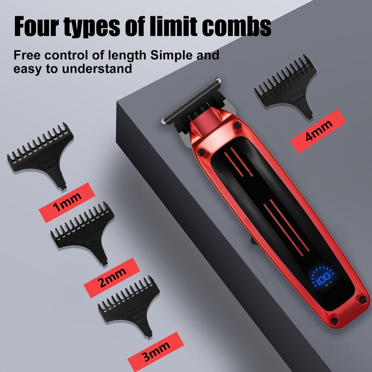 Professional Hair Clippers for Men, Cordless Trimmers Kit with LED Display,4 Limit Combs, Electric Beard Trimmer Haircut Grooming Kit Gift for Men Beauty and Personal Care QDKVTNDJZ