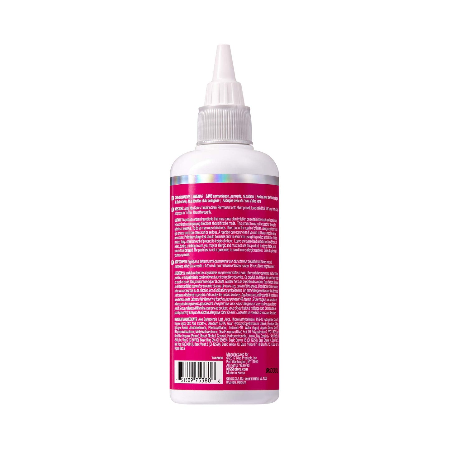 Red by Kiss Tintation Semi-Permanent Hair Color, Aloe Vera Water Based, Argan Oil, Olive Oil, Collagen & Keratin, Long-Lasting Color Dye (Hawaiian