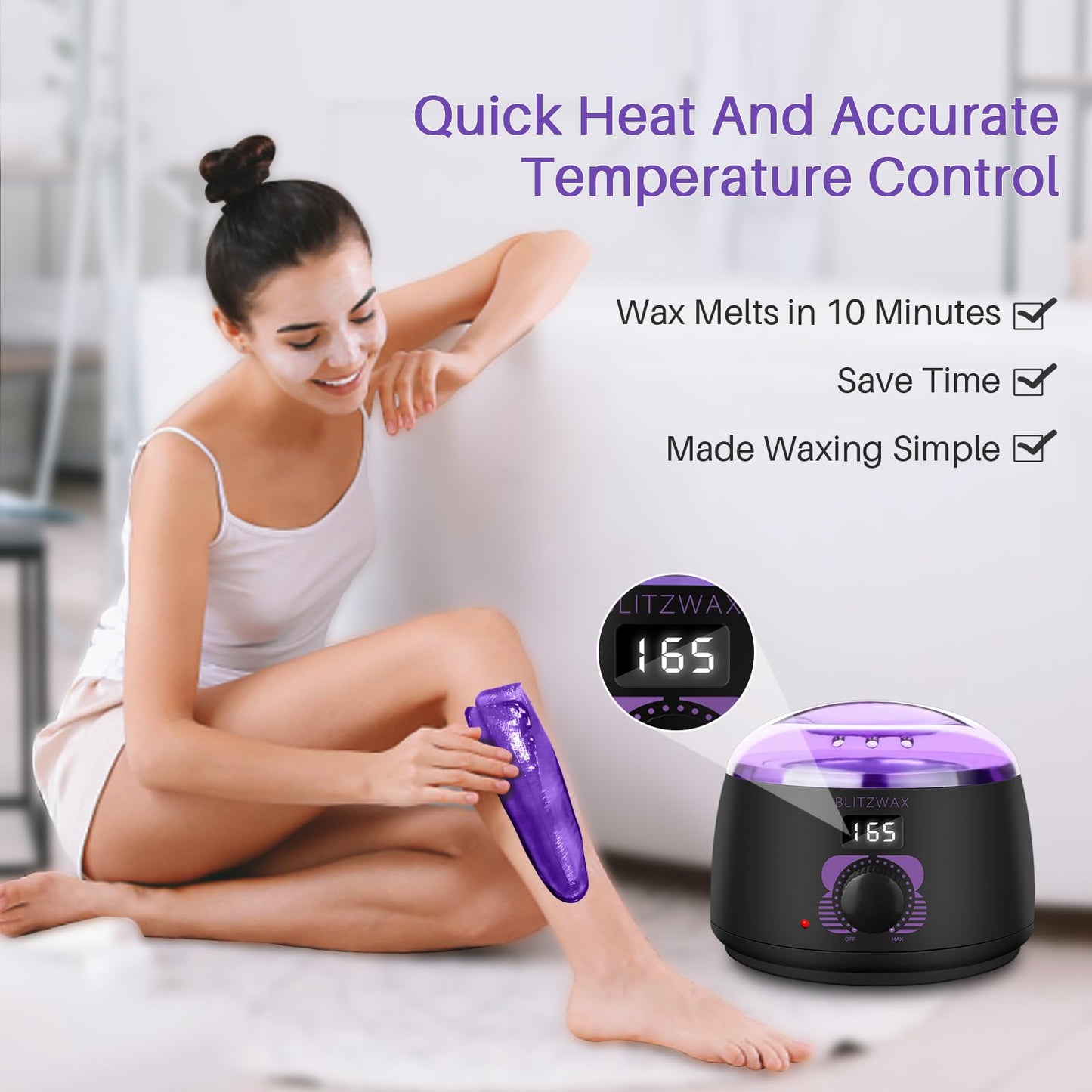 BLITZWAX Brazilian and Bikini Waxing Kit for Women, Hard Wax Warmer for Face, Legs and Body, At Home Hair Removal Kit, Beginner Friendly, Digital Fast Beauty and Personal Care BLITZWAX