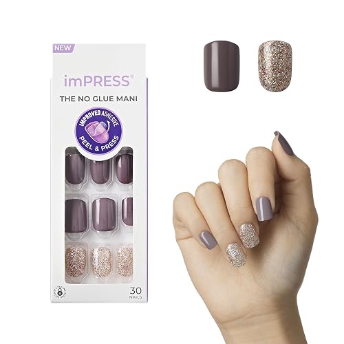 KISS imPRESS Press-On Manicure, Nail Kit, PureFit Technology, Short Press-On Nails, Square, 'Flawless', Includes Prep Pad, Mini Nail File, Cuticle Beauty & Personal Care imPRESS