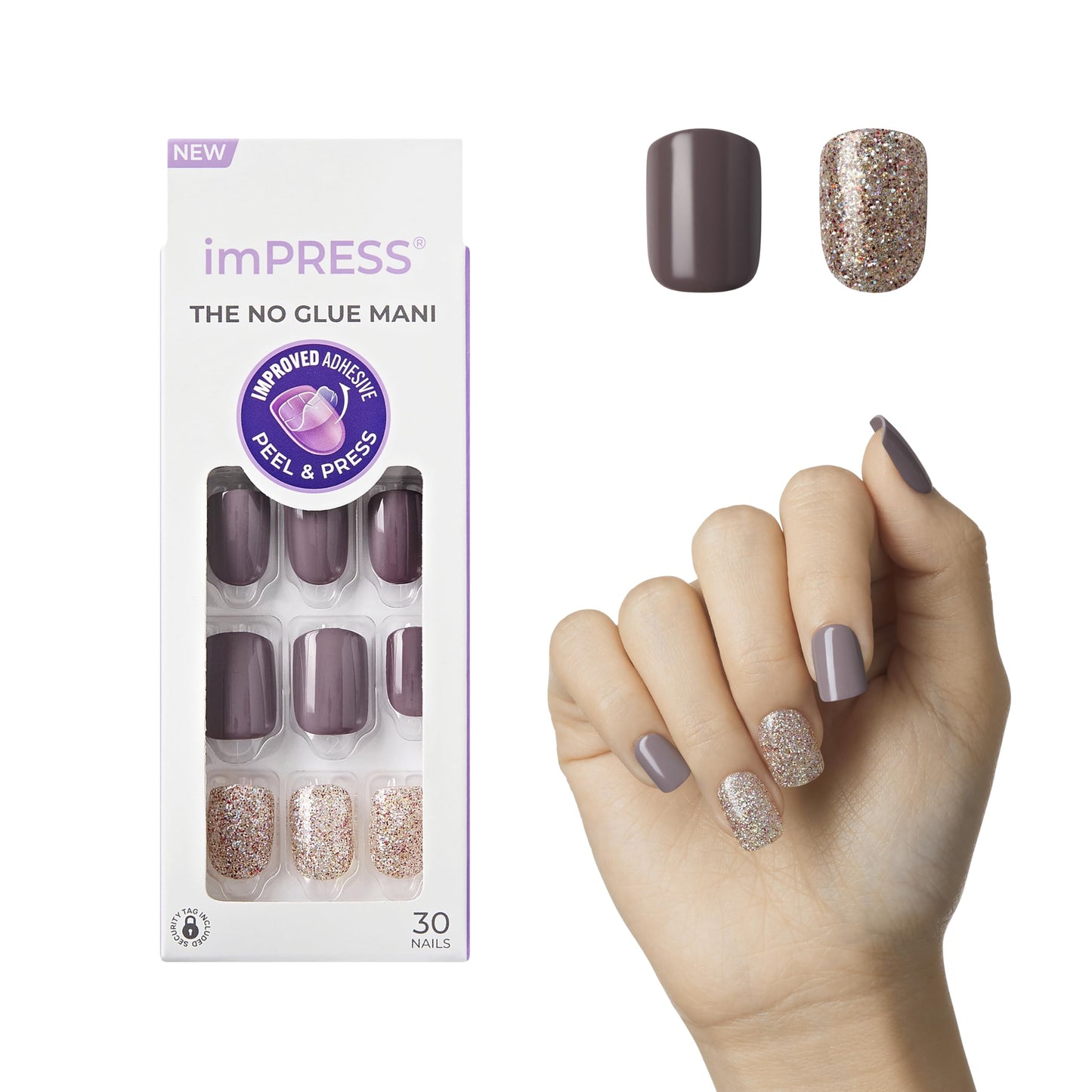 KISS imPRESS Press-On Manicure, Nail Kit, PureFit Technology, Short Press-On Nails, Square, 'Flawless', Includes Prep Pad, Mini Nail File, Cuticle Beauty & Personal Care imPRESS