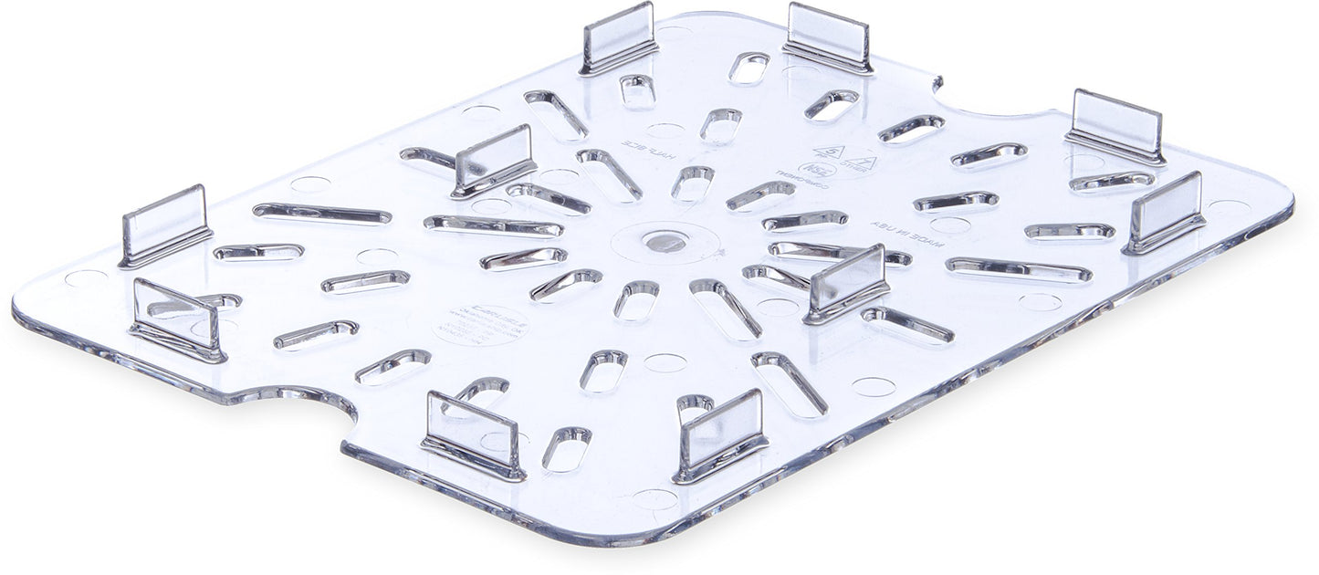 Carlisle FoodService Products Storplus Food Pan Drain Shelf for Kitchens, Restaurants, and Hotels, Polycarbonate, 1/2 Size, Clear