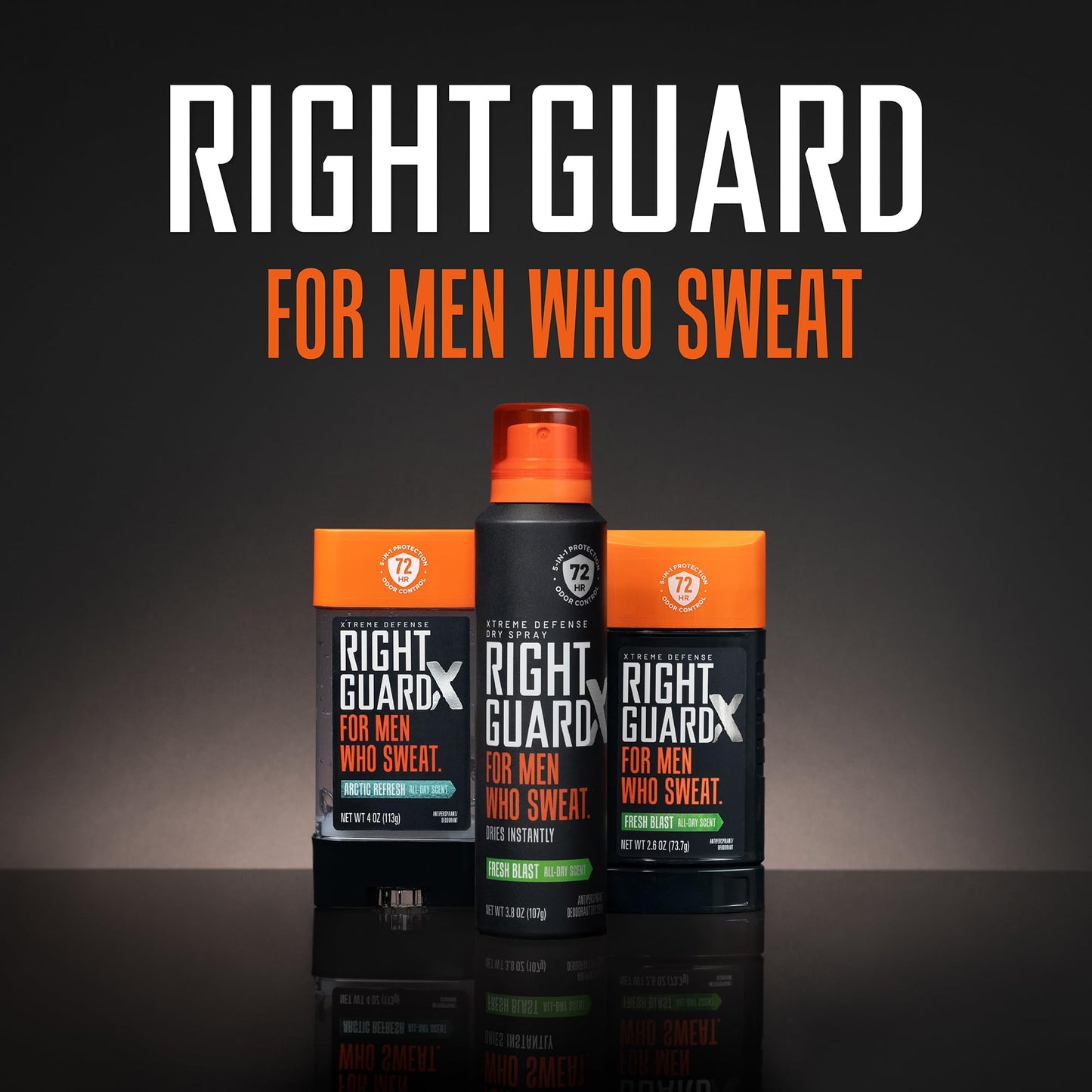 Right Guard Xtreme Defense Invisible Solid, Antiperspirant Deodorant, Arctic Refresh Scent - 5-in-1 Deodorant for Men, 72-Hour Odor Control, 2.6 oz (4 Pack)