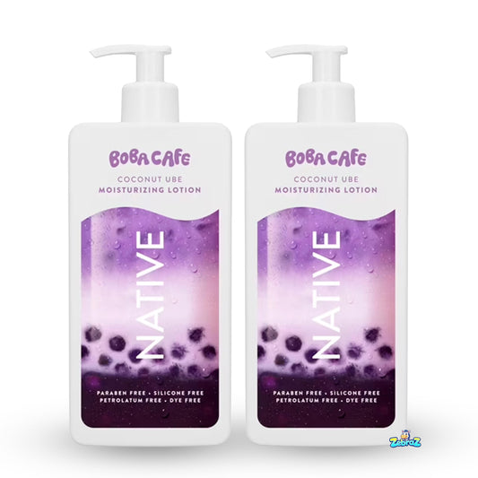 Native Moisturizing Body Lotion, Limited Edition Coconut Ube, Silicone Free for Women and Men, Boba Café, 16.5 oz - Pack Of 02