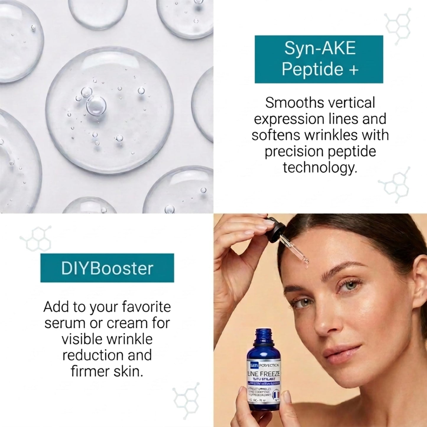 Skin Perfection Syn-AKE Freeze Wrinkles Peptide DIY Anti-Aging Skincare Booster Smooth Firm Vertical Expression Lines Between the Eyebrows the 11's .5