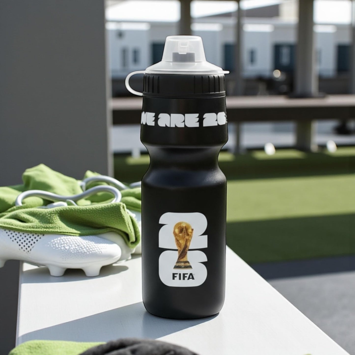 Official 2026 FIFA World Cup 24oz Refillable Squeeze Water Bottle - BPA-Free, Reusable, Dishwasher Safe with Pull-Top Cap - Designed for Everyday Use