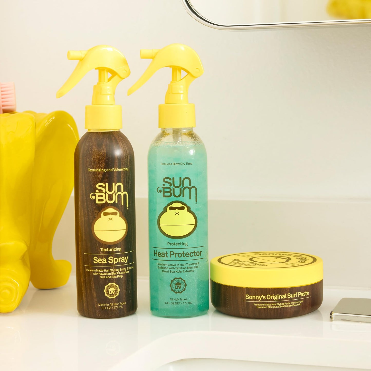 Sun Bum Heat Protector Spray - Leave In Hair Treatment Protects from Heat Styling and Frizz-Causing Humidity - Reduces Blow Dry Time - Vegan