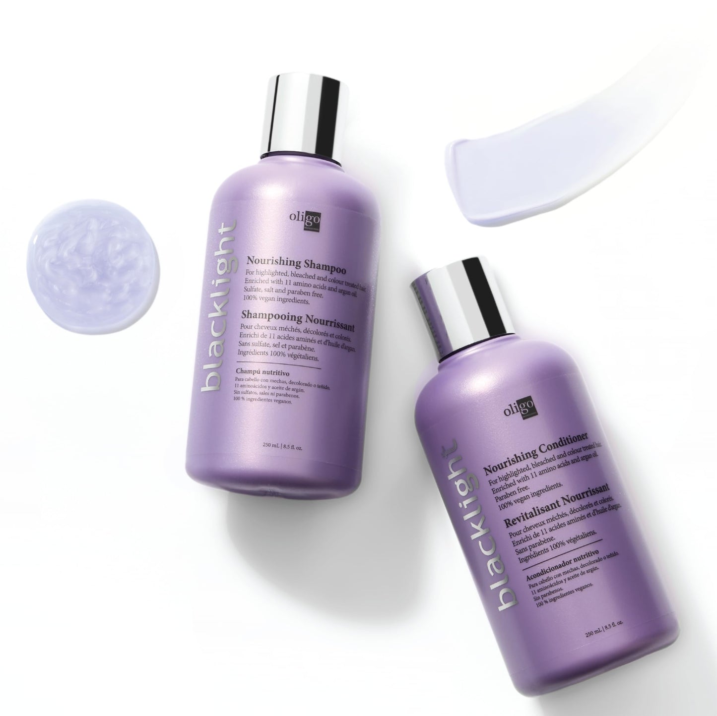 Oligo Professionnel - Blacklight Nourishing Shampoo & Conditionner for blondes - Sulfate-Free - Vegan - For color treated hair- Hydrating formula