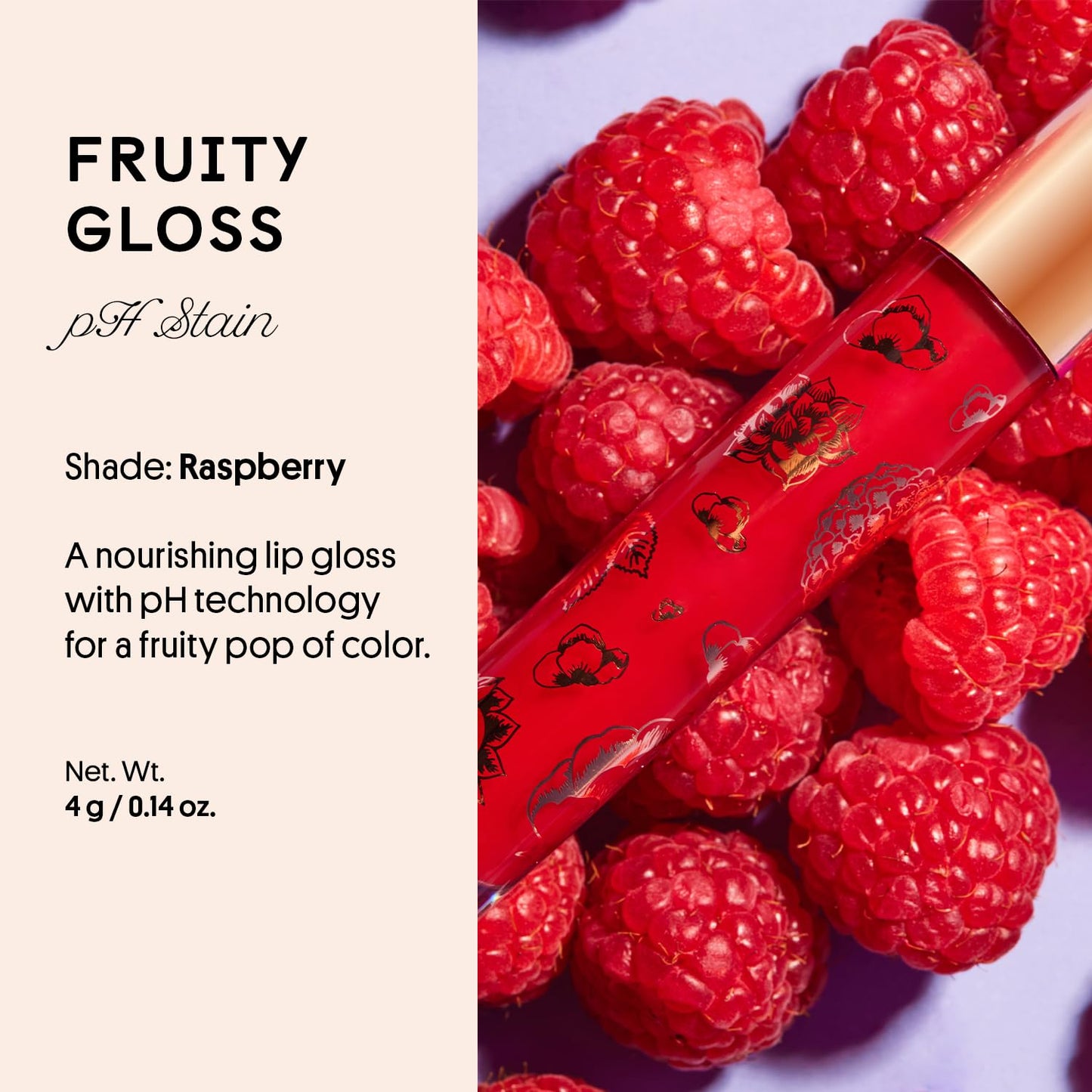 Winky Lux Raspberry Fruity Gloss pH Lip Stain, Non Sticky Lip Gloss, Tinted Lip Oil, Lip Lacquer, Yummy Fruit Lip Gloss, Jojoba Oil for Hydration &