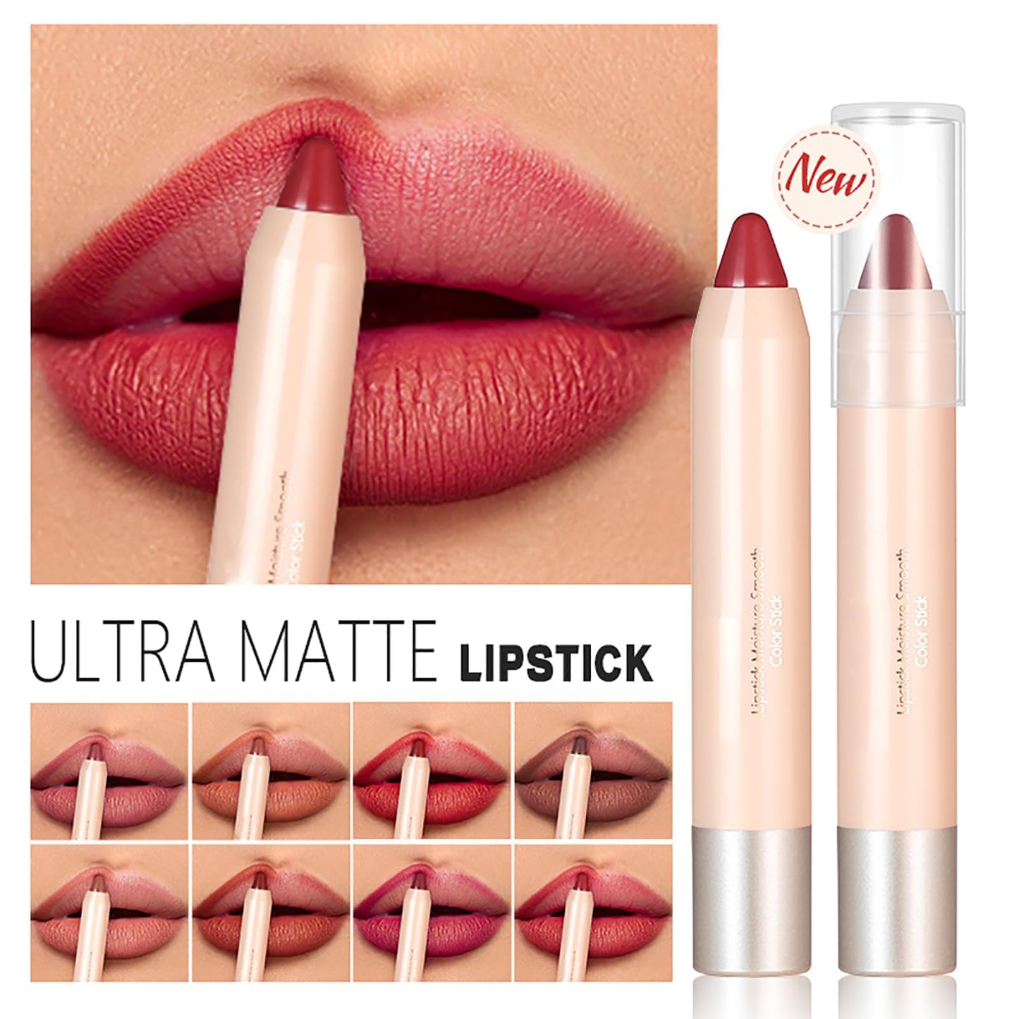 Easilydays Matte Lip Crayon Lipstik Pencil Velvety Creamy Matte Lip Liner, Ultra Matte Lip Color with Smooth Finish, Full Coverage High Pigment