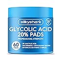 SilkyShark Glycolic Acid 20% Resurfacing Pads (60 Count), 20% Ultra Pure Glycolic Acid + 2% Salicylic Acid, Exfoliating Peel Pads for Face & Body