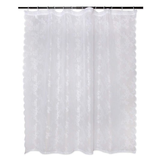 DII Translucent Lace Shower Curtain, 72x72, Flower Blossom White