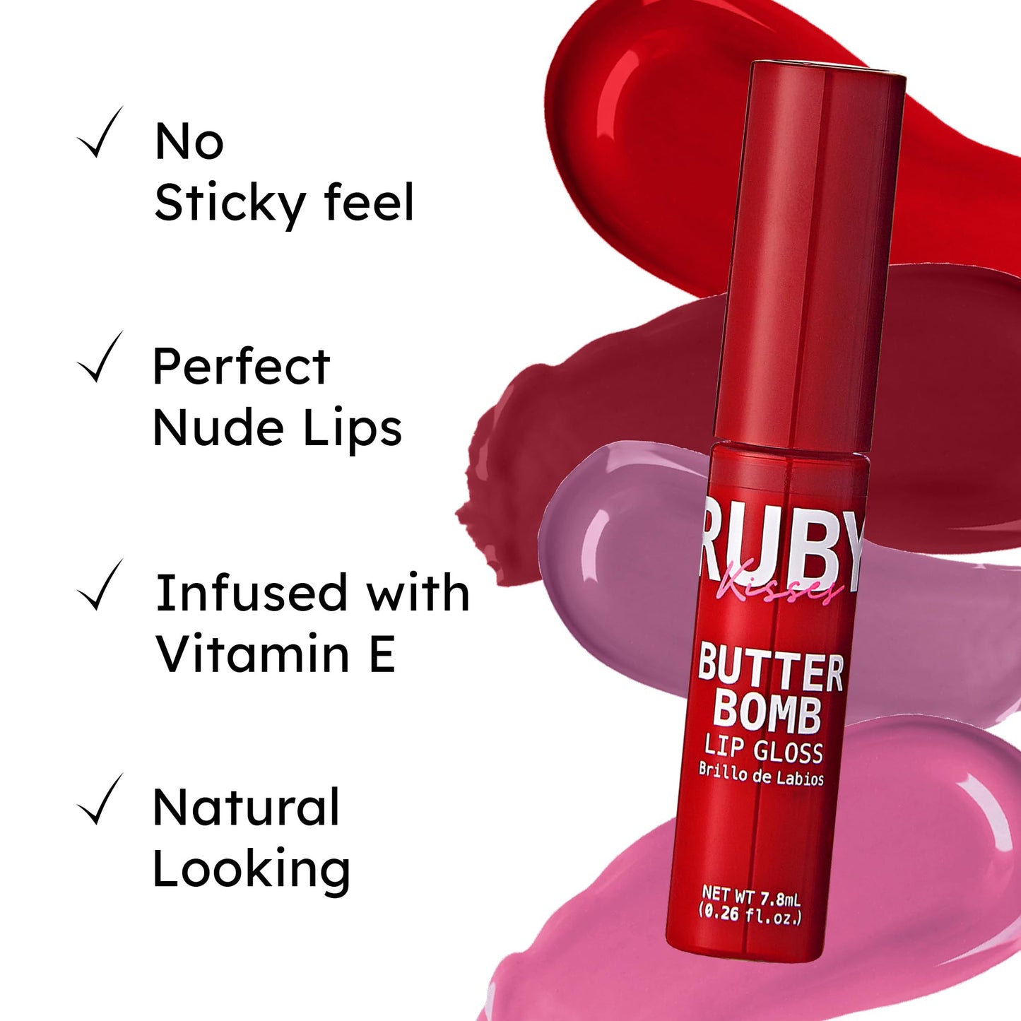 Ruby Kisses Butter Bomb Lip Gloss, High-Shine Non-Sticky Hydrating Plumping