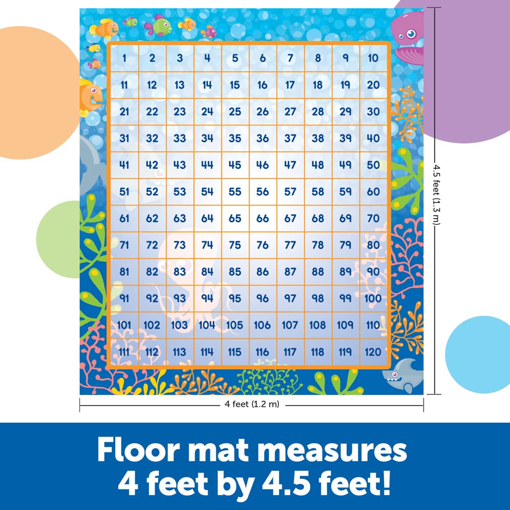 Learning Resources Make a Splash 120 Mat Floor Game - Math Manipulatives, Addition and Subtraction Board Games , Classroom Must Haves, Homeschool…