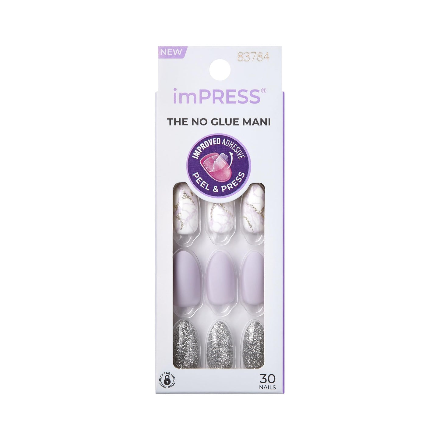 Kiss Impress No Glue Mani Press On Nails, Design, 'Climb Up', Gray, Medium Size, Almond Shape, Includes 30 Nails, Prep Pad, Instructions Sheet, 1 Beauty & Personal Care imPRESS