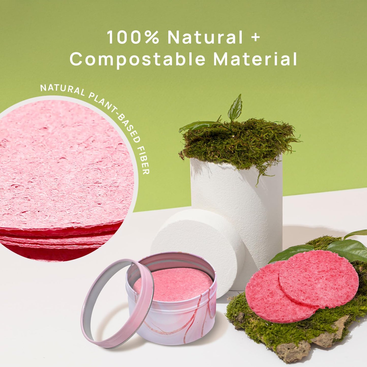 AOA Studio 50-Count Compressed Facial Sponges 100% Natural Cosmetic Spa Sponges for Facial Cleansing, Exfoliating Mask, Remove for Makeup, Dead Skin