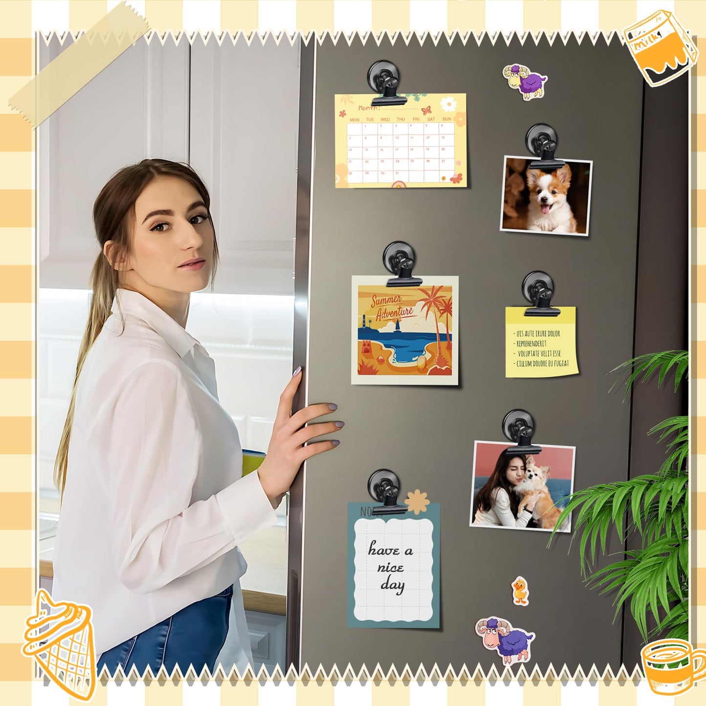 12-Pack Heavy-Duty Magnetic Clips – Fridge & Whiteboard Magnets for Notes, Lists, Photos, Home, Office & Classroom Use (Black)
