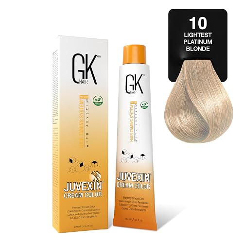 GK HAIR Color Cream 10.0 Lightest Platinum Blonde - 100% Grey Coverage | Semi, Demi or Permanent Results | 8-10 Vol Semi | 20-30-40 Vol Permanent