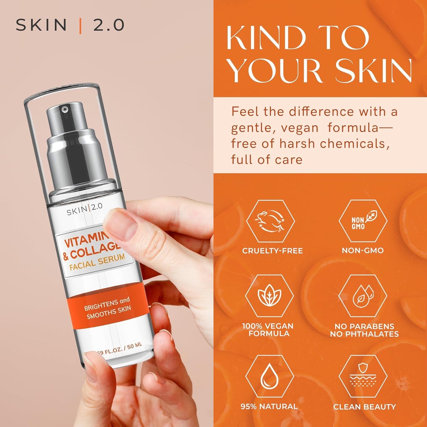 Skin 2.0 Vitamin C Serum with Collagen - Anti-Aging & Dark Spot Remover - Dermatologist Tested Korean Skincare for Brightening & Acne - Clean Beauty
