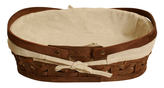 wald imports 15" Stained Woodchip w/Cloth Liner Basket, Brown