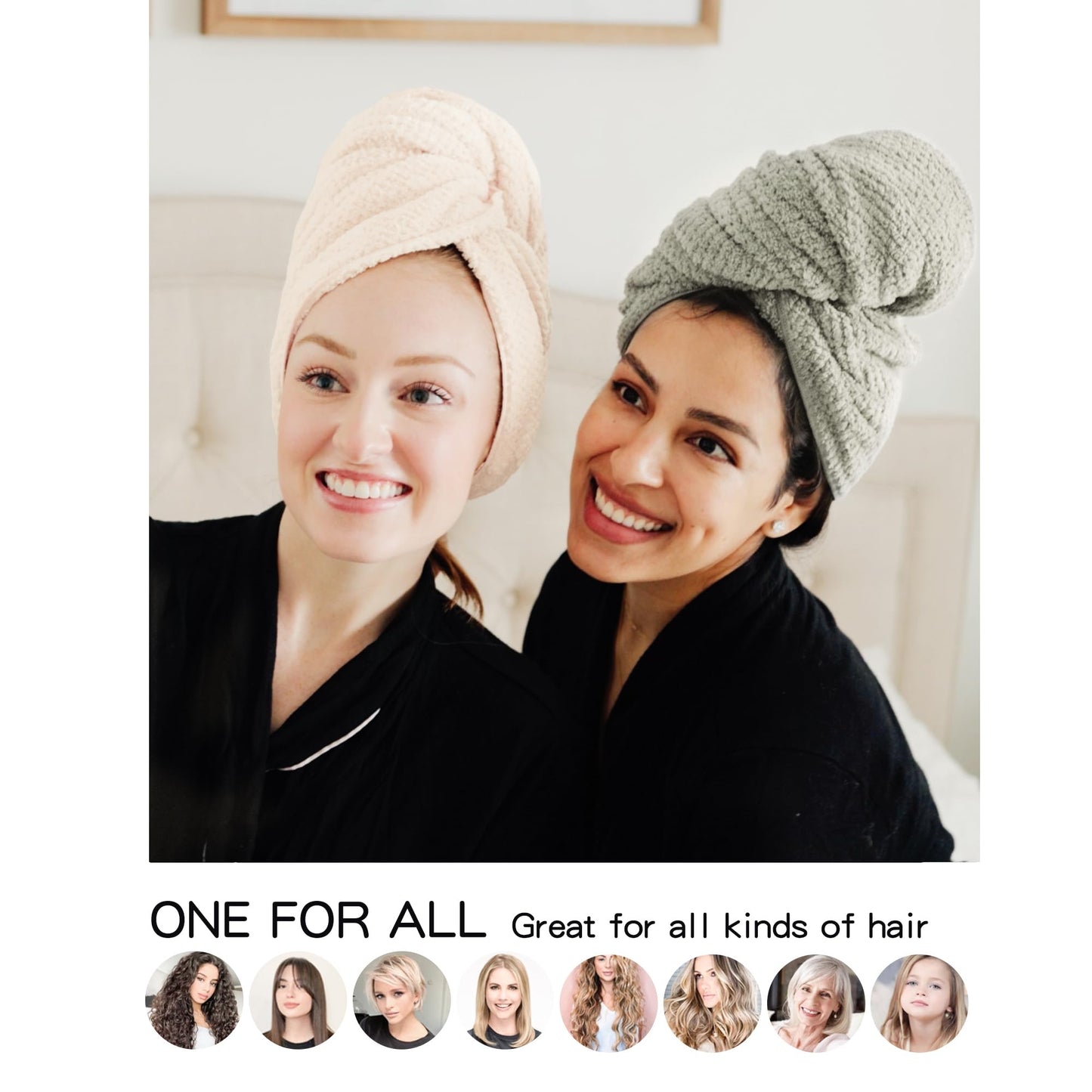 ROLSHOL 2 Packs Large Microfiber Hair Towels for Women, Super Absorbent & Quick Dry Hair Towel Wrap for Curly Hair Long & Short Hair- Anti-Frizz Hair Beauty and Personal Care ROLSHOL