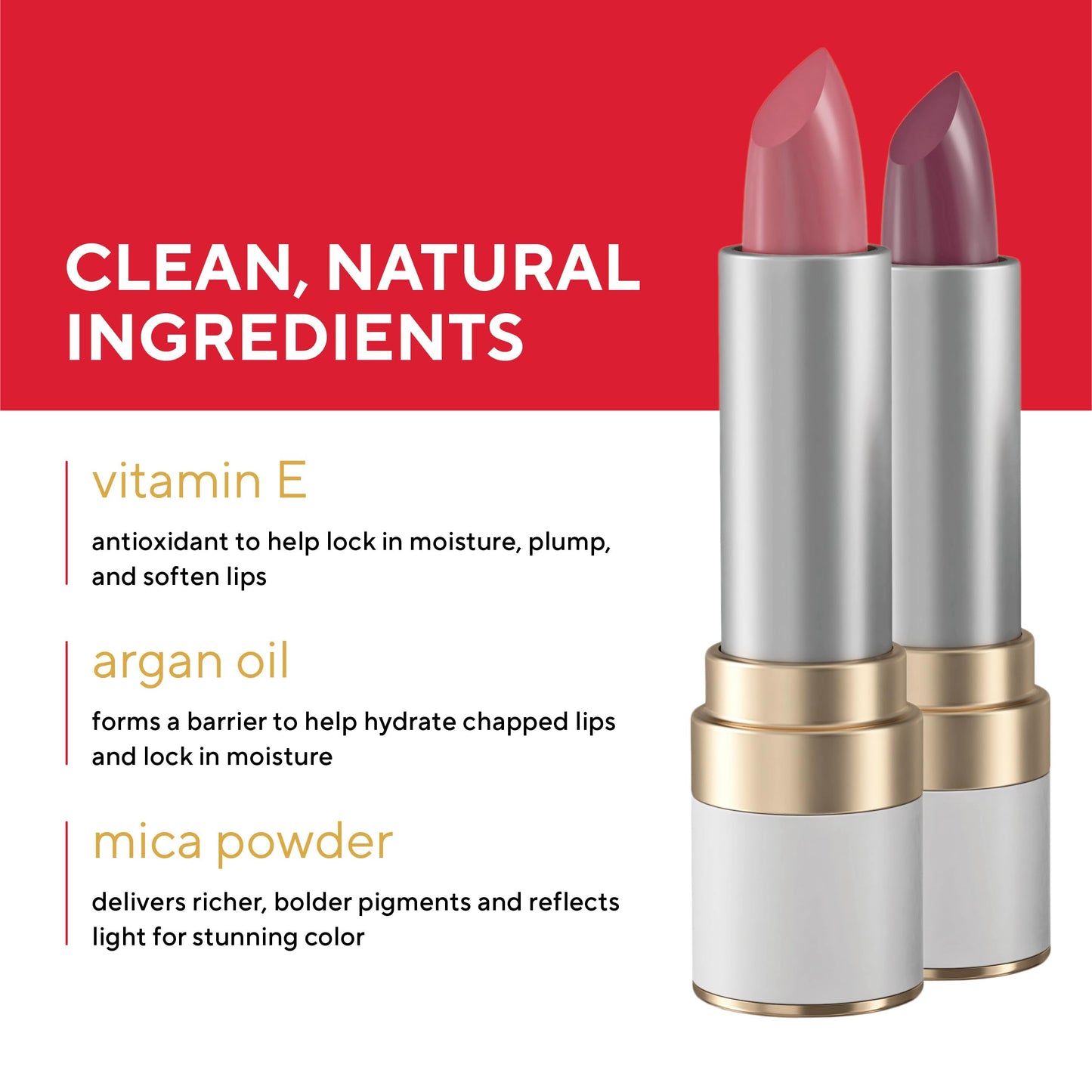 Mirabella - Sealed with a Kiss Smudge Proof Lipstick, Long-Lasting No-Bleed Lip Makeup, Hydrating Lip Color with Vegan Lanolin & Vitamin E, Rosy