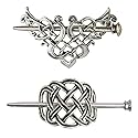 Tinsow Silver Vintage Hair Clip, 2 Pcs Celtic Hair Slide Pins Accessories for Women (Style C H)