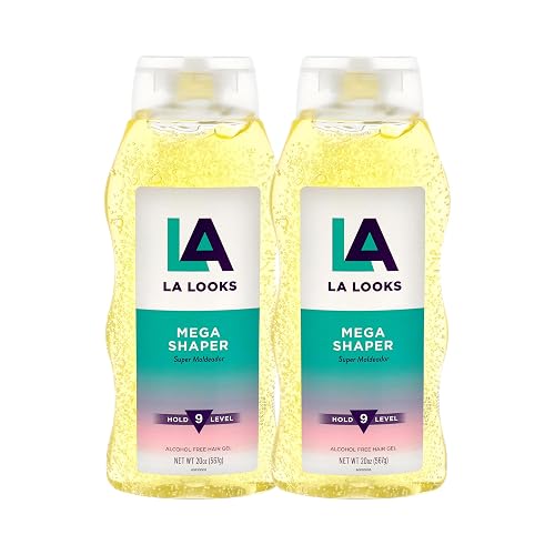 L.A. Looks Mega Shaper Hair Gel - Mega Level 9 Hold - Hair Gel for Women - Lasts All Day - Non-Sticky, Alcohol-Free, No Flaking - 2 pc
