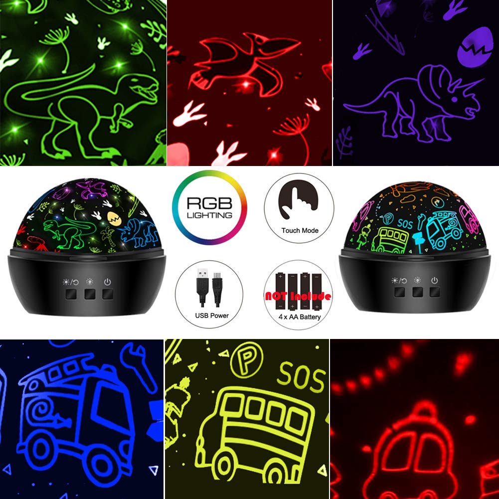 Dinosaur Projection Car Toy for Kids, 2-in-1 Dino Toy for Boys Ages 3-8, Toddler Toys, Christmas Stocking Stuffers, Gifts Ages 2-10