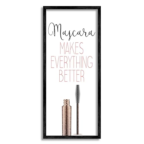 Stupell Industries Mascara Fashion Designer Modern Pink Word, Design by Kimberly Allen Black Framed Wall Art, 10 x 24