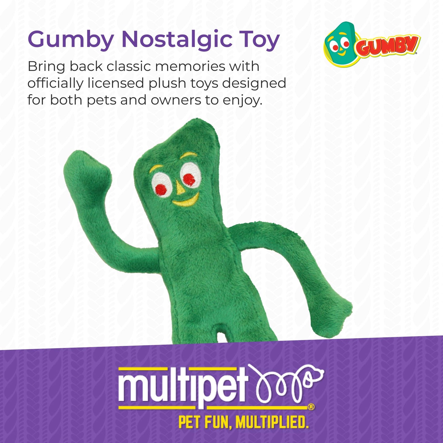 Multipet Gumby Dog Plush Toy - Squeaky Toy for All Dogs - Extra Soft Plush w/ Flexible Legs & Arms - Stuffed Animal for Cuddling & Playing - Cute Dog…