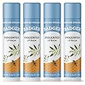 Badger Unscented Classic Lip Balm, 100% Organic Lip Balm for Sensitive Lips, Long Lasting Lip Moisturizer w/Light Silky Texture, 4 Pack