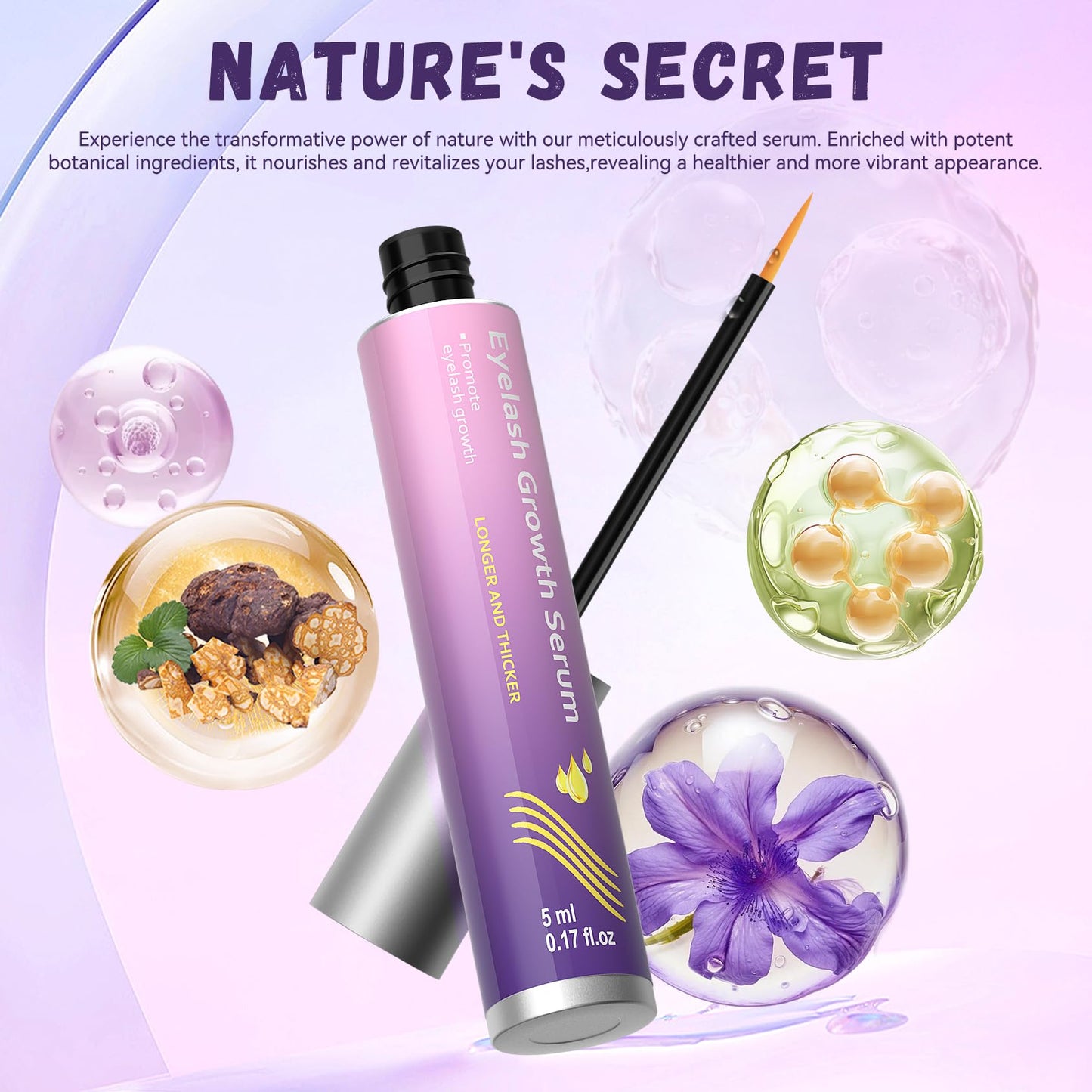 Lash Serum: Eyelash Growth Serum Gentle Natural Vegan Enhancing Treatment Nourishing Conditioning Formula for Longer Thicker Fuller Natural Lashes…