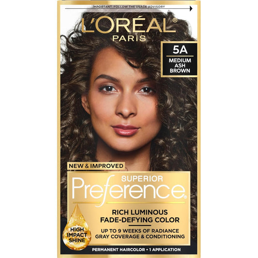 L'Oreal Paris Superior Preference Fade-Defying Color + Shine System 5A Medium Ash Brown Permanent Hair Color
