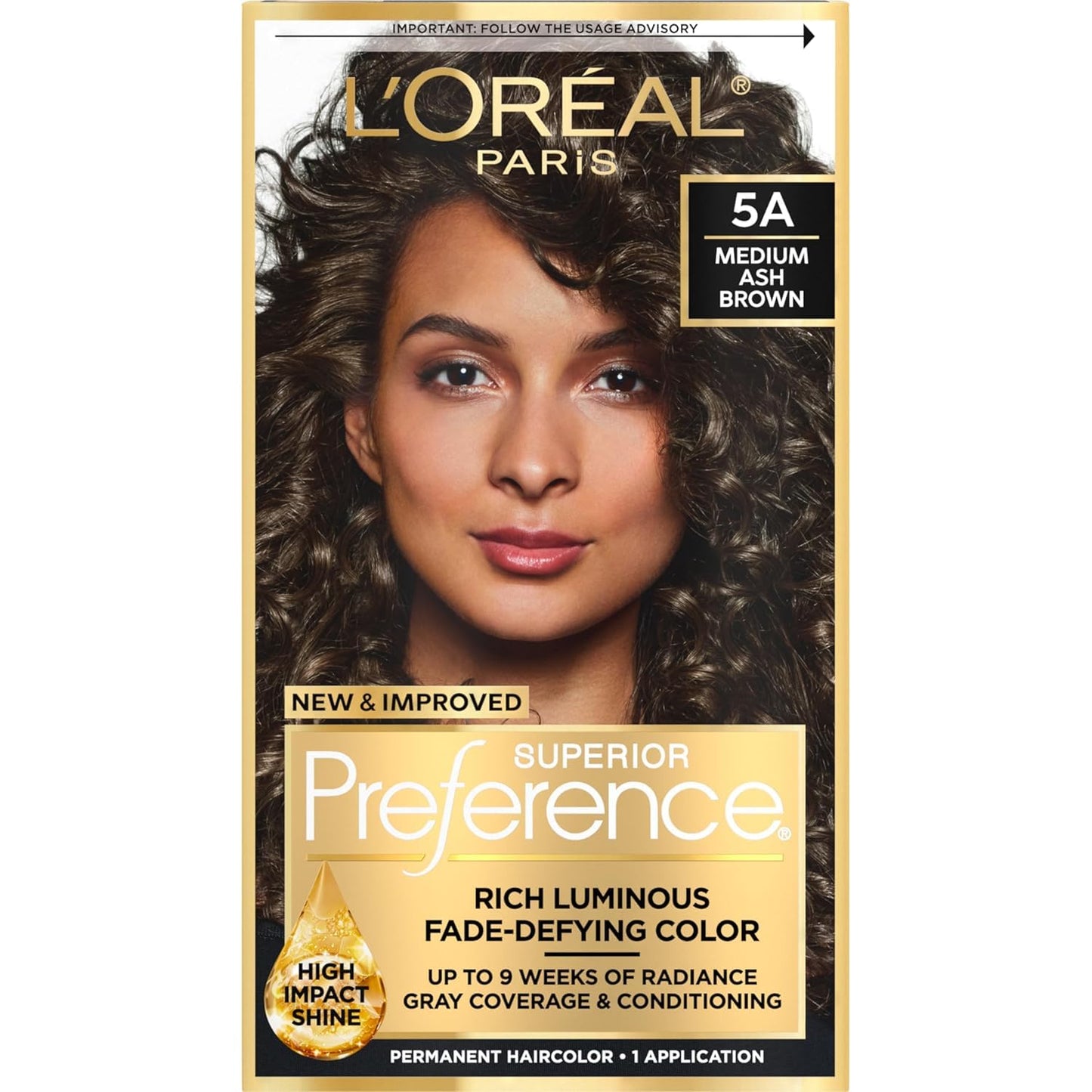 L'Oreal Paris Superior Preference Fade-Defying + Shine Permanent Hair Color, 5A Ash Brown, Pack of 3, Hair Dye