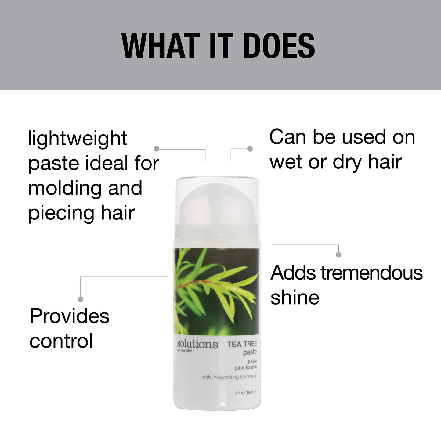 GREAT CLIPS Solutions Tea Tree Paste 3.4oz | Easy Pump | Peppermint Scent | Mold and Style Hair