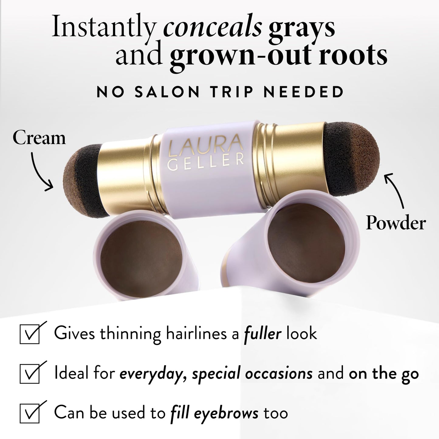 LAURA GELLER NEW YORK Root Touch-Up for Hair & Brows, Instant 100% Gray Root Coverage with Buildable, Transfer-Resistant, 2-in-1 Cream & Powder Beauty and Personal Care LAURA GELLER NEW YORK