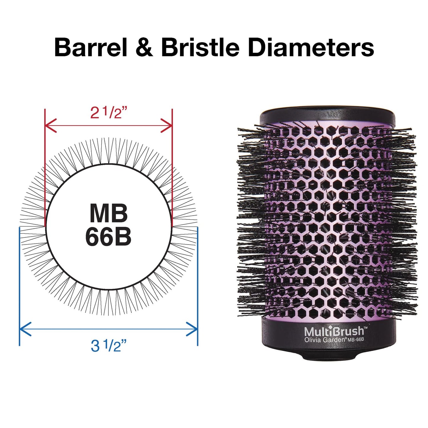 Olivia Garden MultiBrush Detachable Thermal Styling Hair Brush MB-66B (2 1/2")