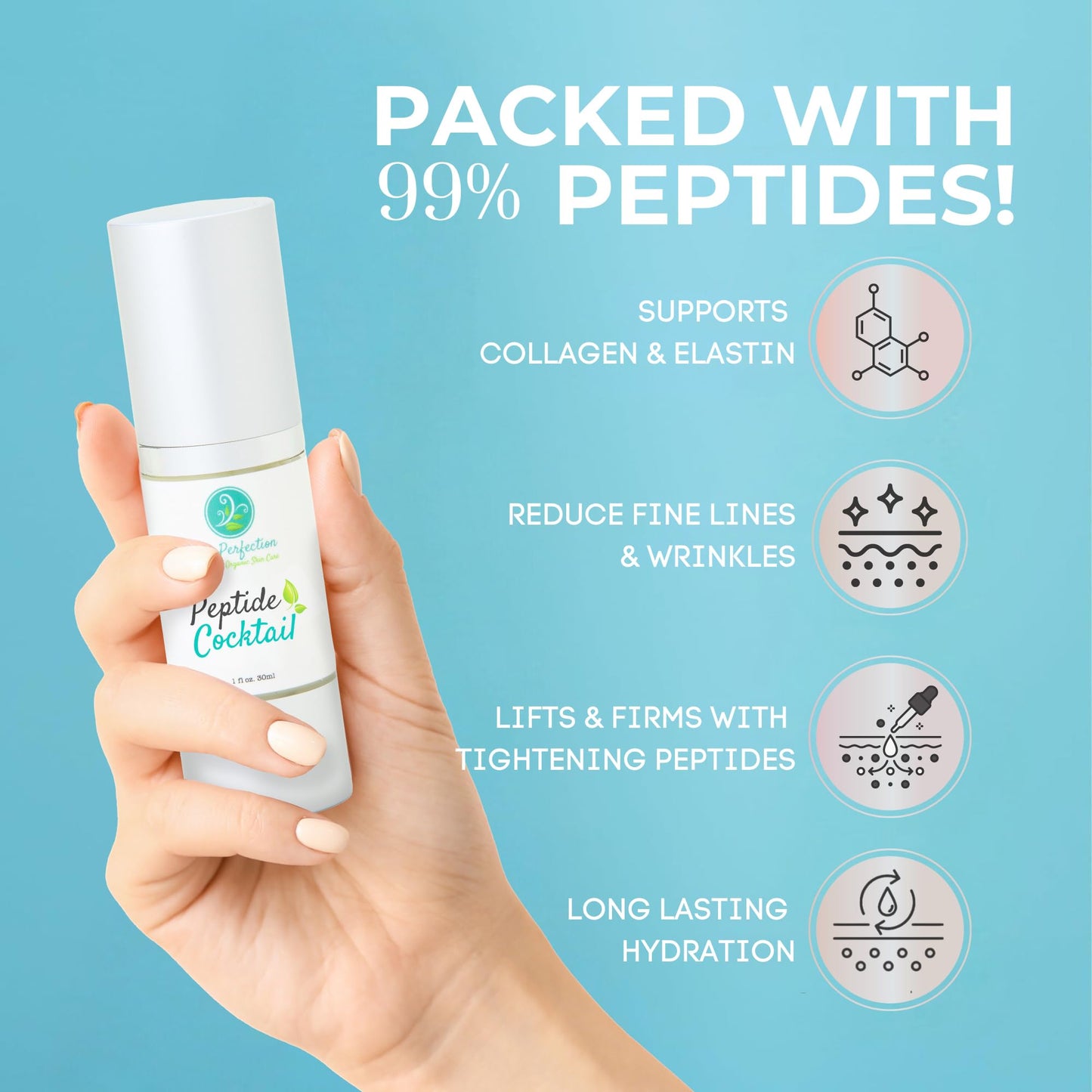 Skin Perfection Face Serum for Anti-aging 99% Potent Peptides 8x Matrixyl 3000 Pentamide 6 Syn Coll Snap 8 Reduce Wrinkles Lift Tighten Firm