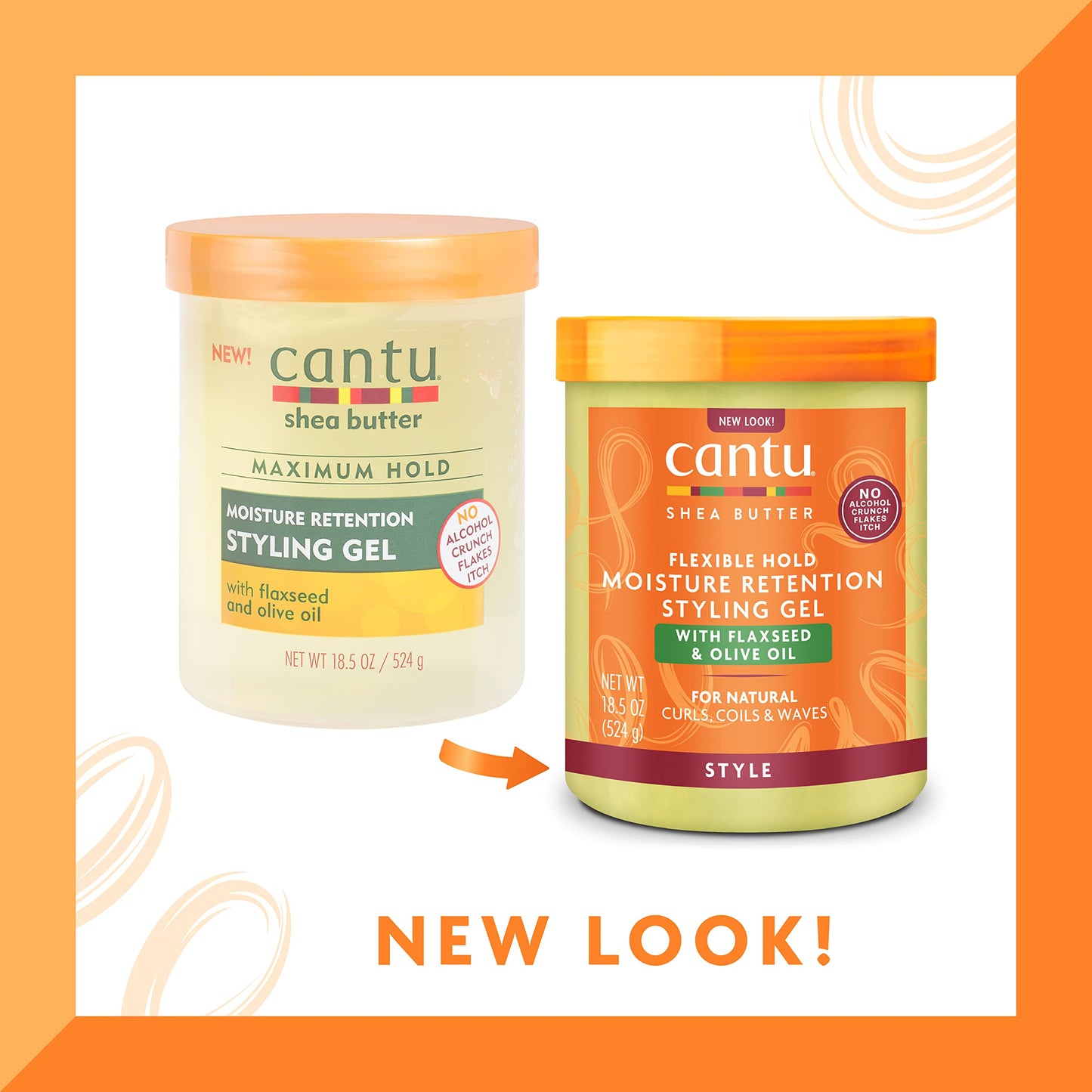 Cantu Moisture Retention Styling Gel With Flaxseed and Olive Oil - Flexible Hold for Unisex - 18.5 oz Gel